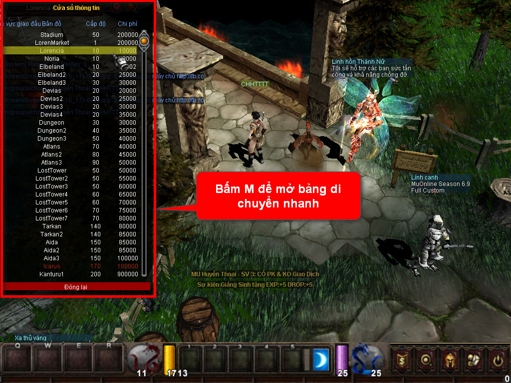 Chức năng chính của Game MU Thiên Quốc