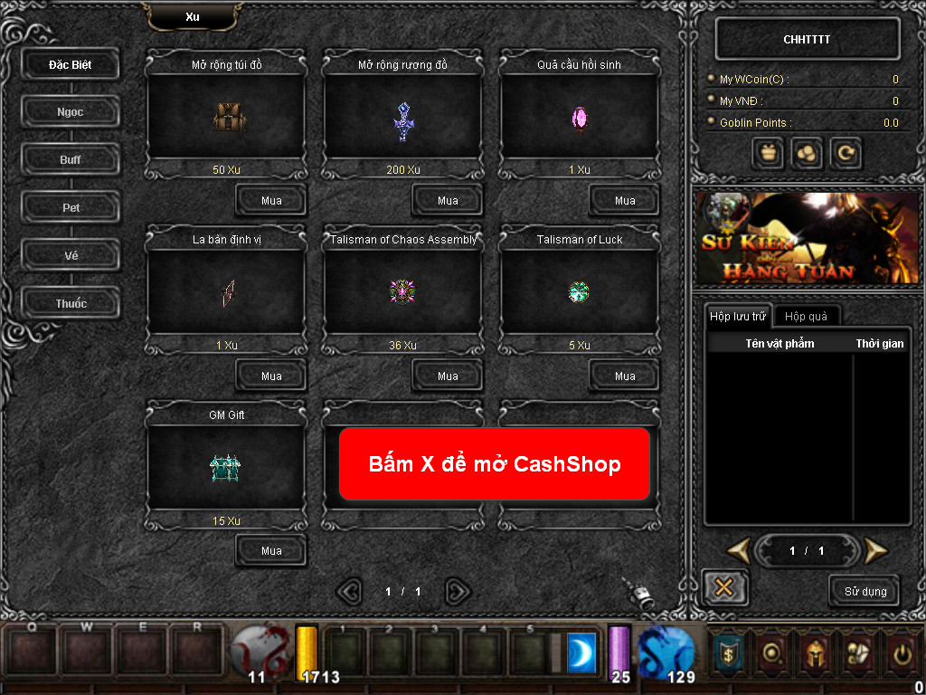 Chức năng chính của Game MU Thiên Quốc